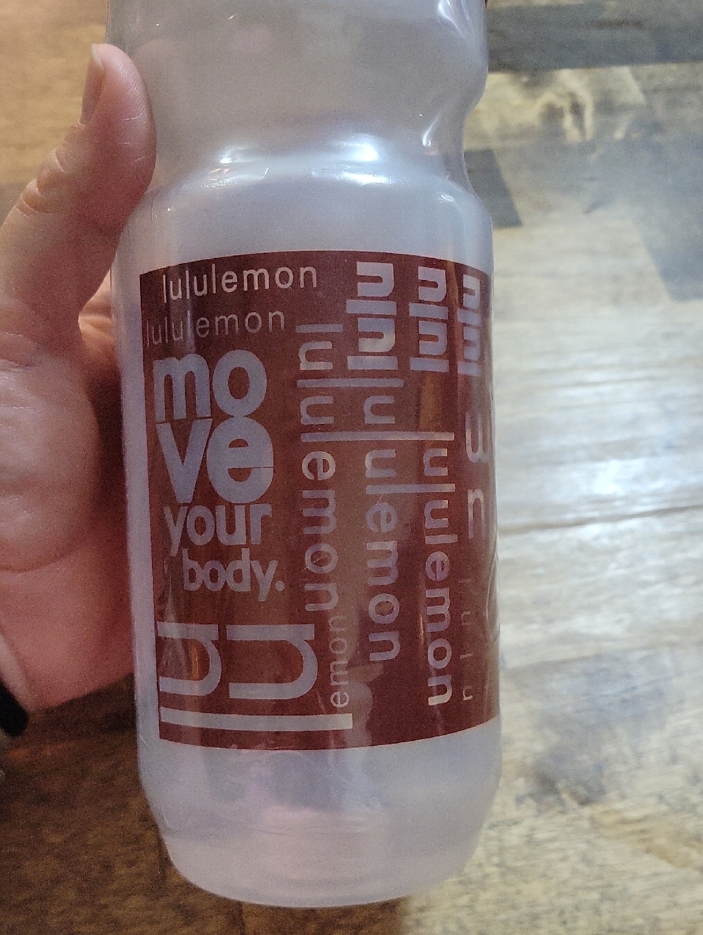 lululemon athletica Clear Water Bottle with Brown Graphic and Black Lid Purist - Picture 4 of 10